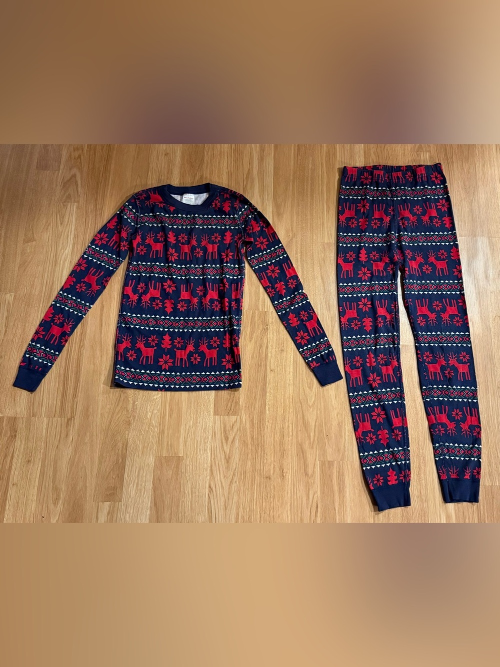 EUC Kids Hanna Andersson Holiday Pajama Set - Nordic Fair Isle - Red/Blue - 12